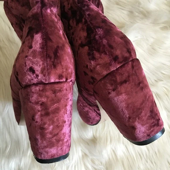 Free People Velvet Ankle Boots in Burgundy - Picture 3 of 8